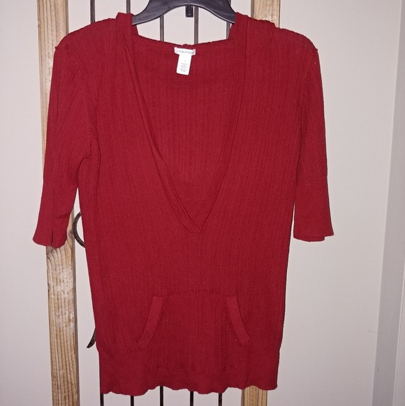 Long Vneck Top with Hood - Picture 1 of 2